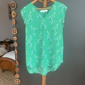 LOFT Green Floral Blouse
